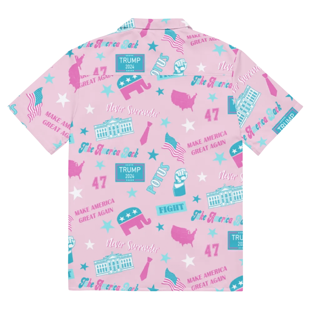 Trump 2024 Republican Pink Pattern Unisex Hawaiian Shirt - Patriot Trump Supporter Make America Great Again product image (11)