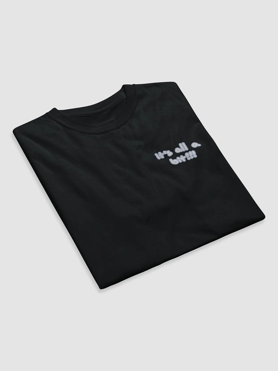 “It’s all a bit!!!” (sm. lined design, #BDCAEF) unisex eco tee product image (7)