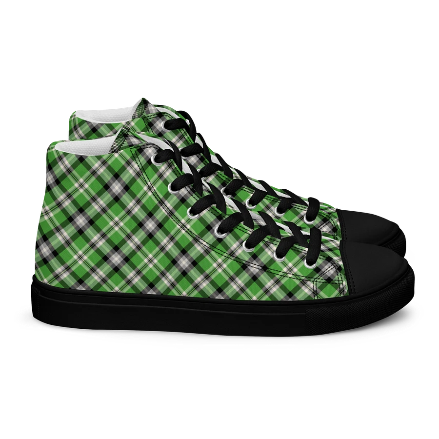Bright Green Plaid Men's High Top Shoes product image (3)