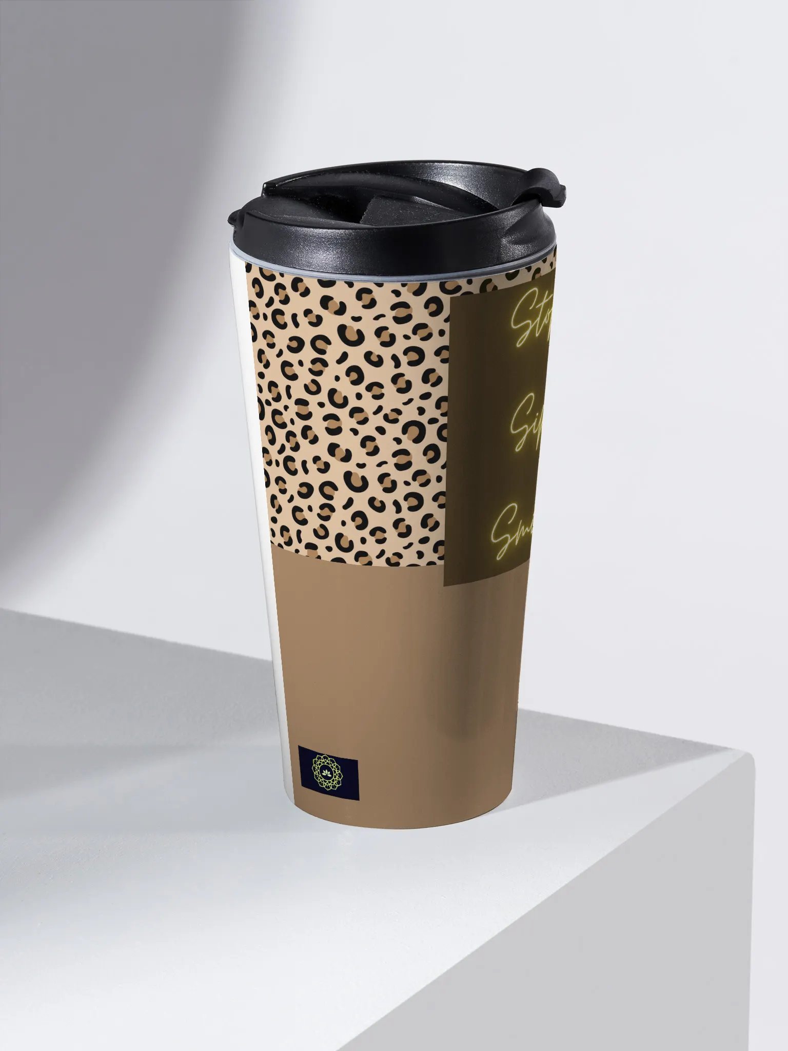 Leopard Print Stainless Steel Travel Mug - Stop Sip Smile product image (2)
