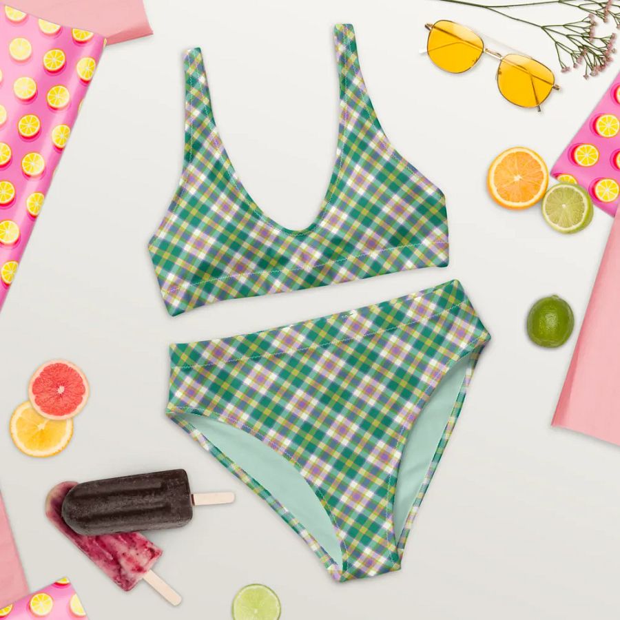 Seafoam and Purple Plaid Bikini product image (9)