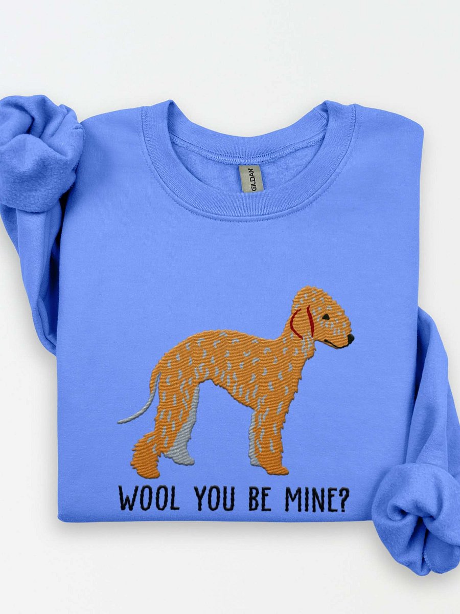 Wool You Be Mine? Sweatshirt (Embroidered) of a Bedlington Terrier(Tan) product image (1)