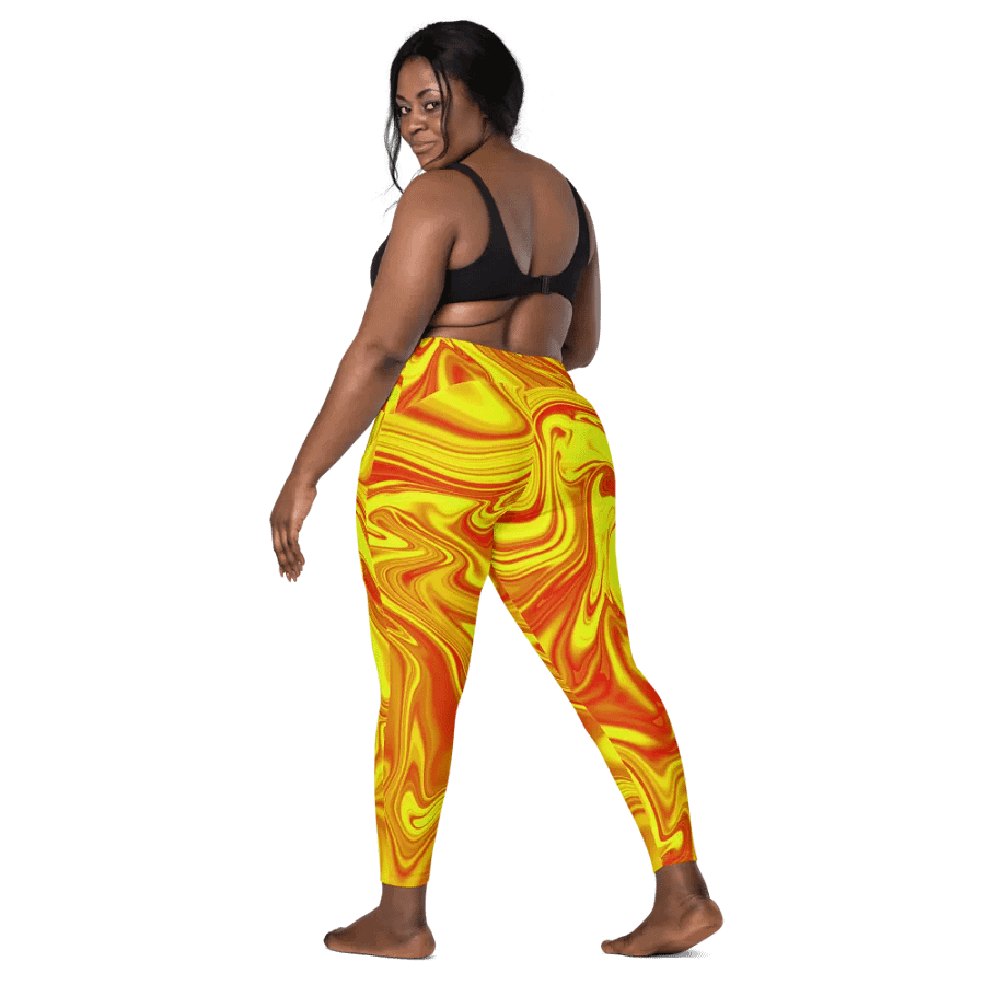 Leggings with Pockets - Yellow and Red Digital Fluid Art product image (7)