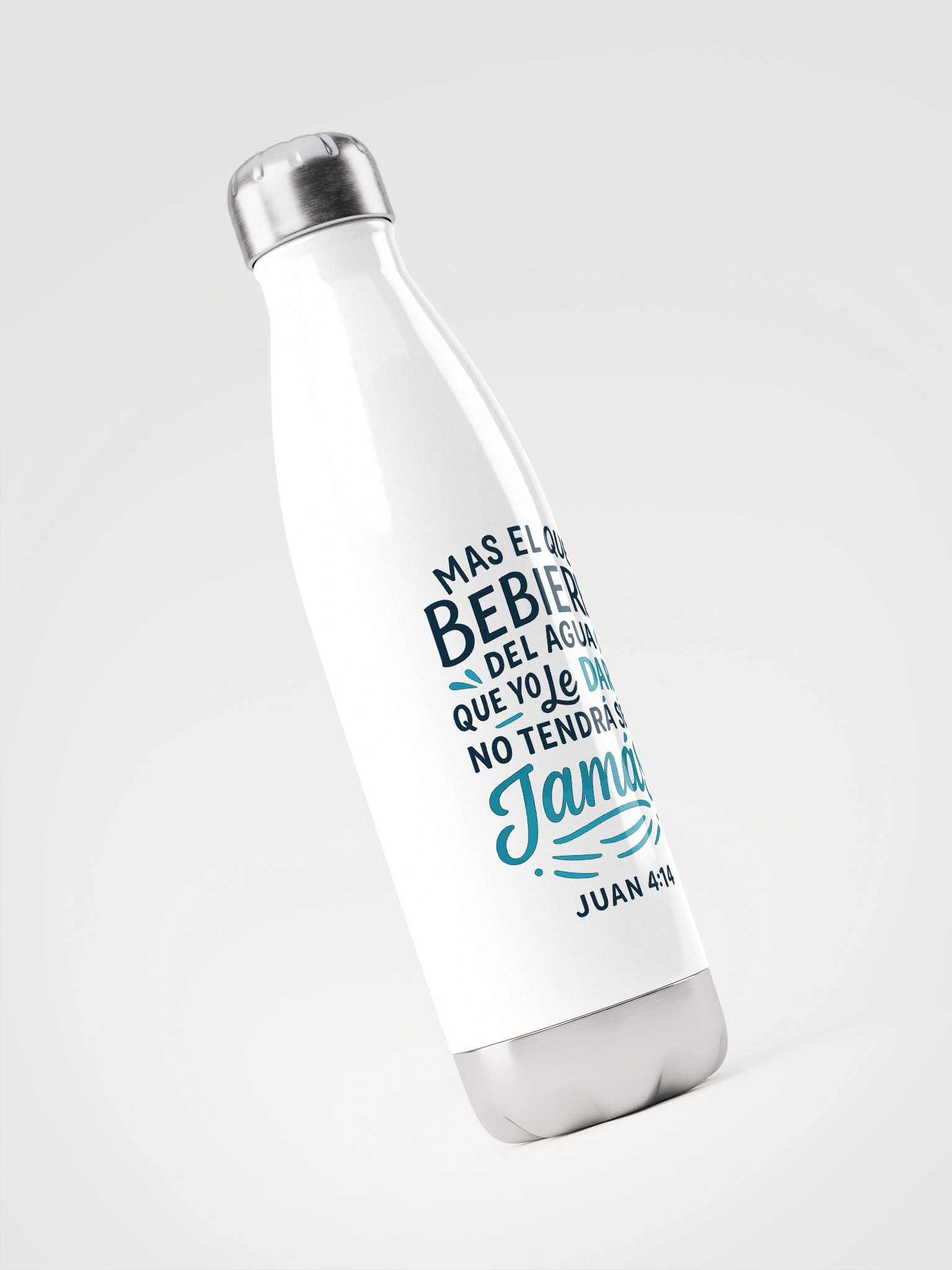 Christian Water Bottle (Spanish Verse) – John 4:14 “No tendrá sed jamás” product image (3)