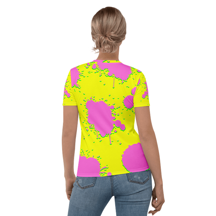 Copy of Pink Spatters on Yellow Fitted T-Shirt WITH BASS product image (2)