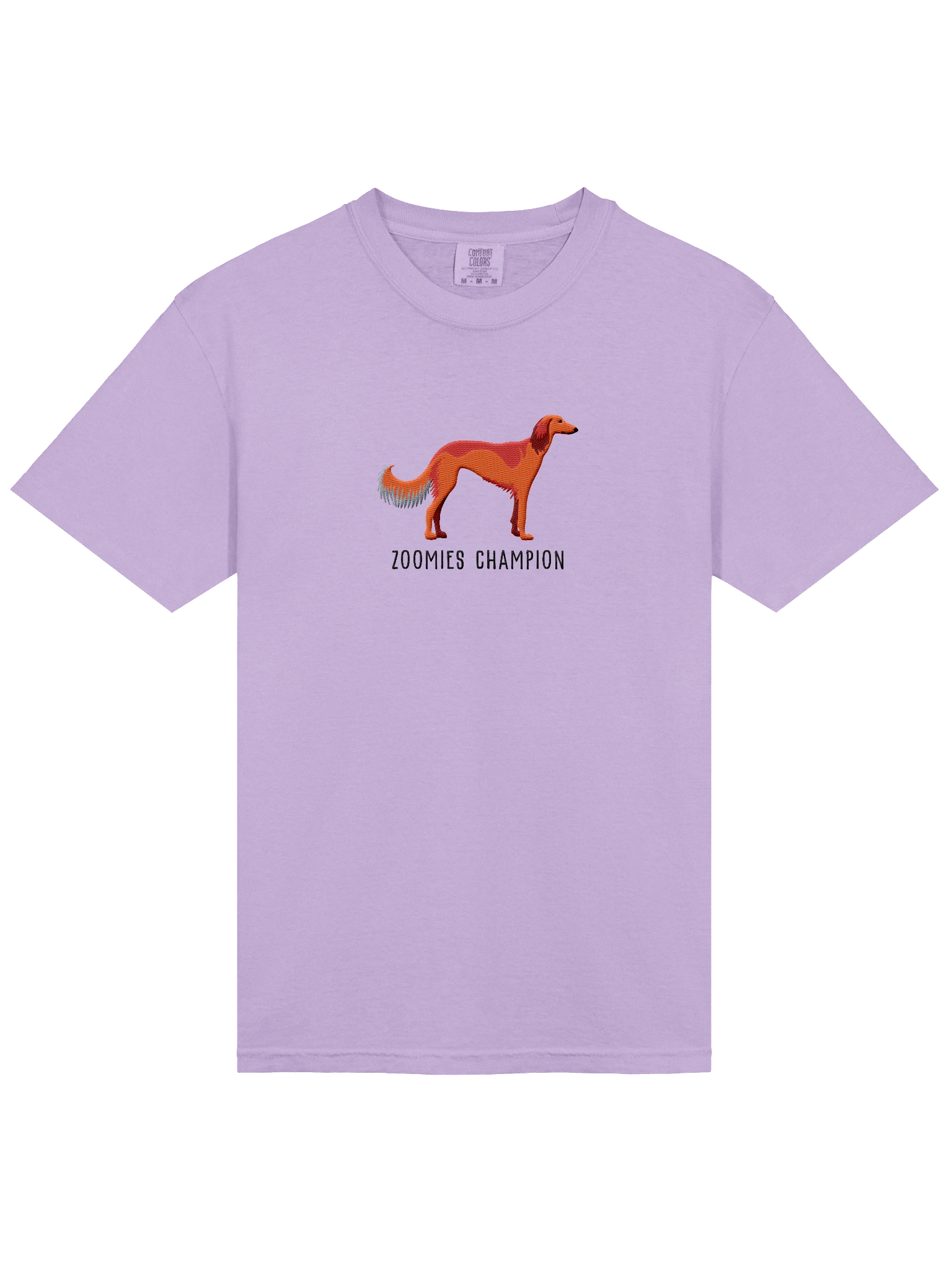Zoomies Champion T-Shirt(Embroidered) of a Saluki(Red) product image (33)