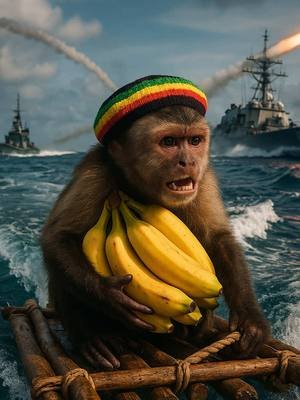 JAHMUNKEY SMUGGLES BANANAS🍌 #banana #rasta #monkey #cuba #ai 