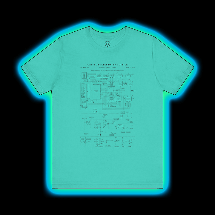 Polymoog T-Shirt - Moog Synth Patent 1977 (Vintage Analog Synthesizer) BLACK PRINT product image (1)