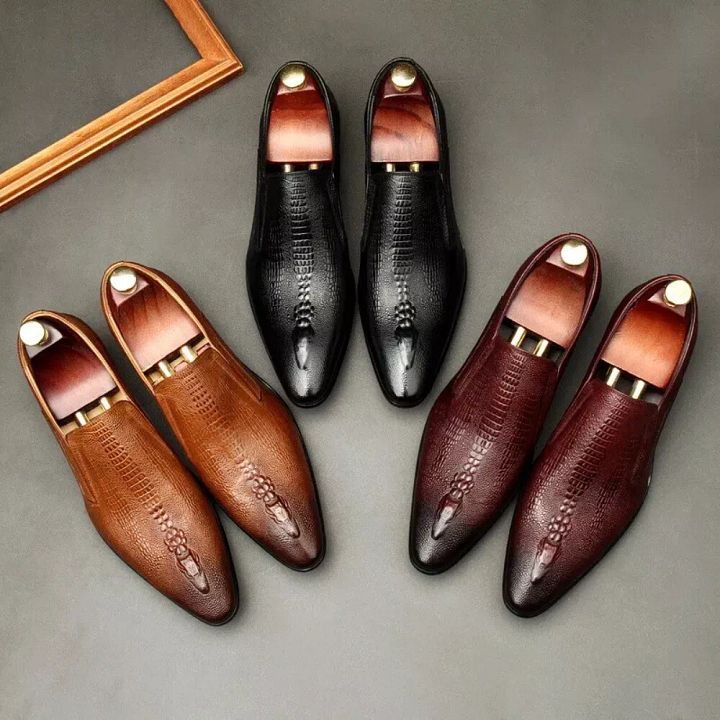 Mens Wedding Oxford Shoes Genuine Leather Brogue Men's Dress Shoes Men product image (1)