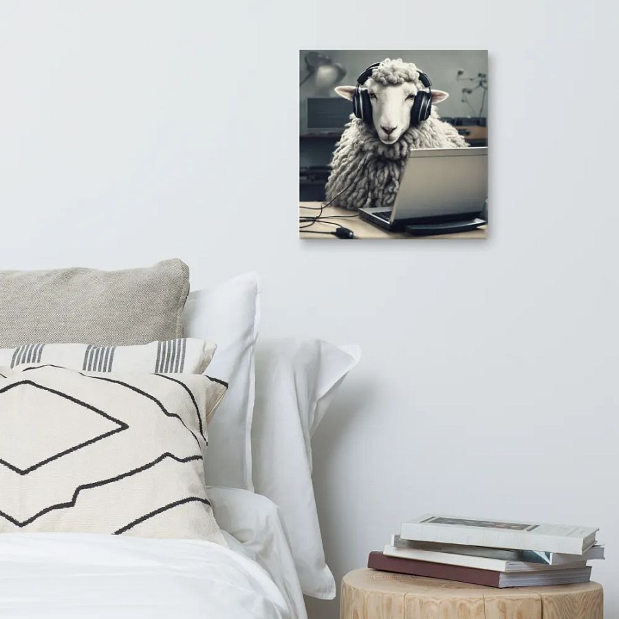 Sheep With Headphones And Laptop Wall Art product image (7)