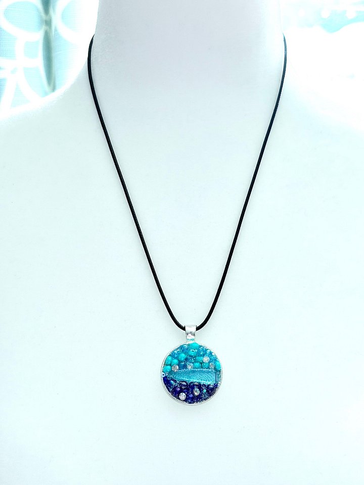 Horizon Sea Glass Pendant Necklace | Handmade Bead & Sea Glass Art | Coastal Charm Jewelry by Monique Faella Designs™ | MFD-00013 product image (1)