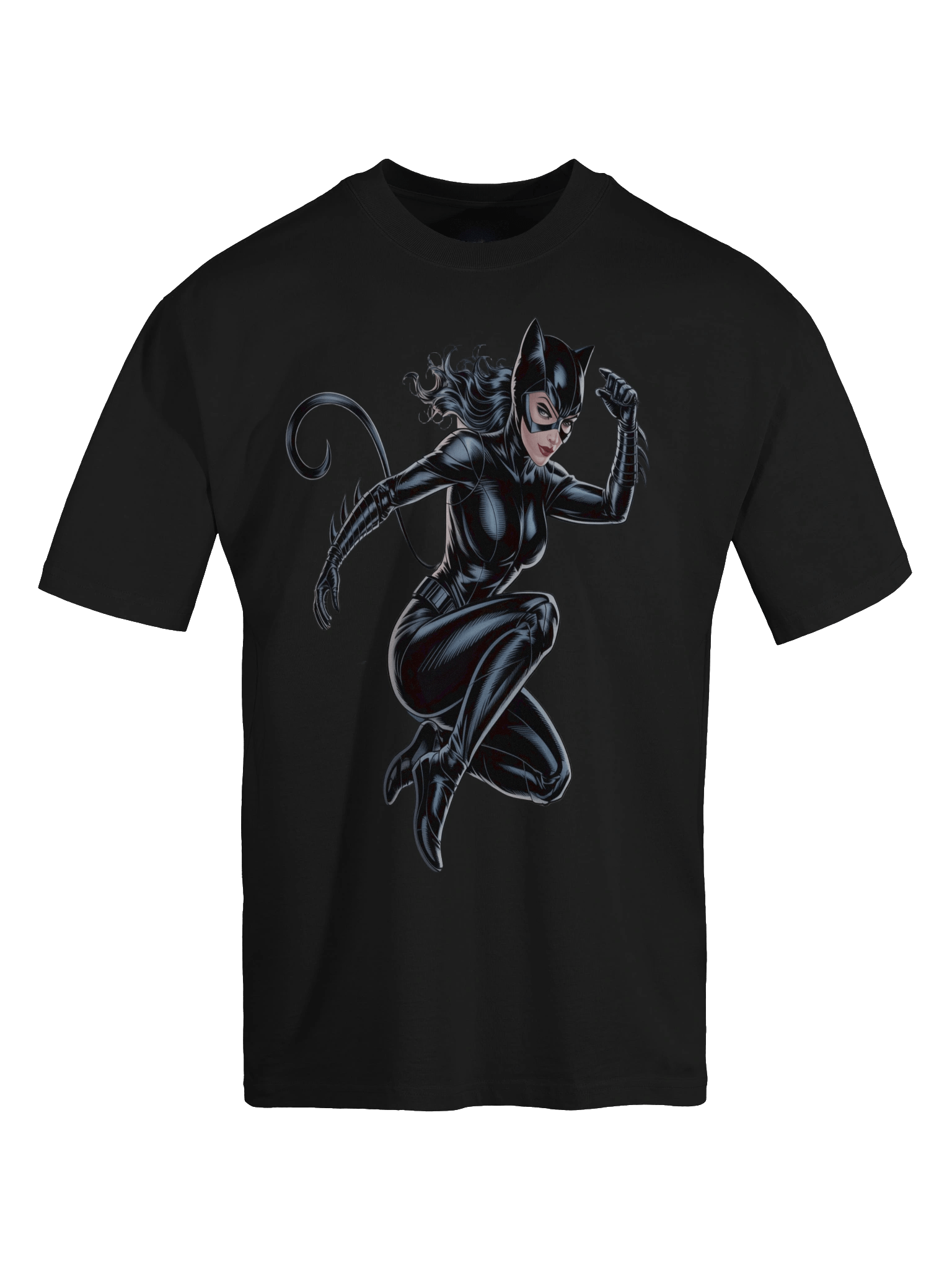 Shadow Pounce: Catwoman's Lethal Leap Oversized Faded T-Shirt product image (1)