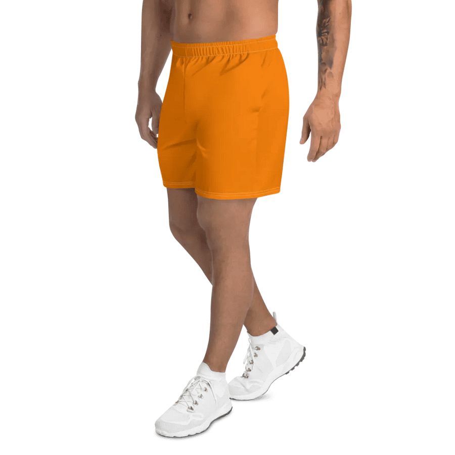Plain Color Orange Athletic Long Shorts product image (3)