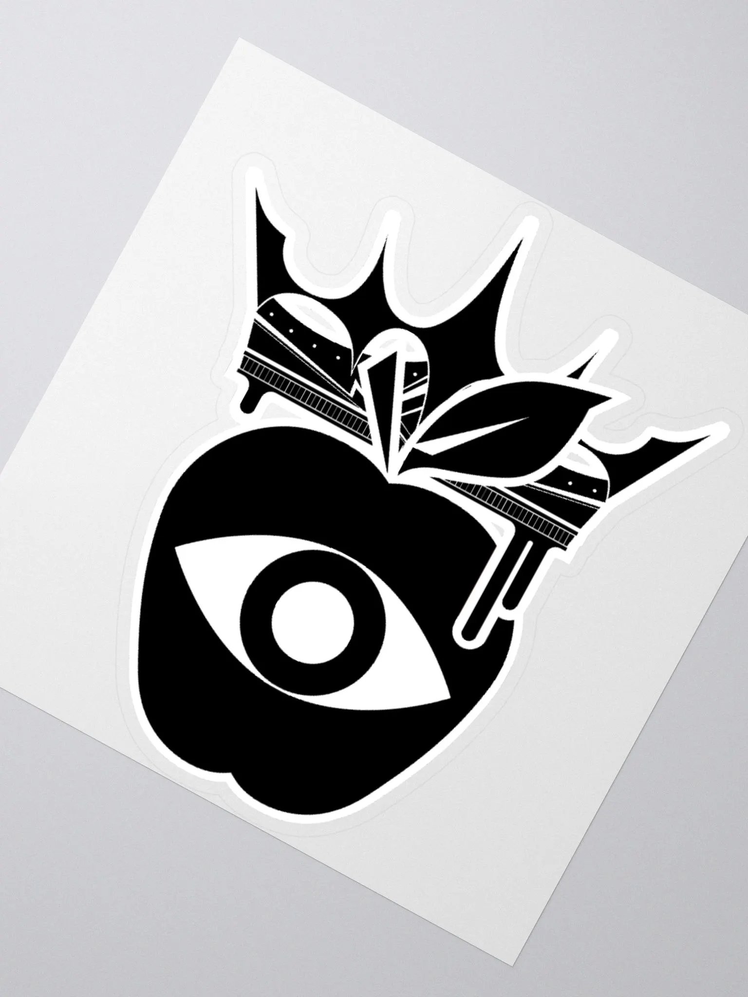 Crowned Apple LARGE (Black) ✦ Kiss Cut Stickers product image (6)