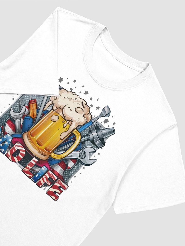 Patriotic Dad Life: Beer, Tools & American Flag Softstyle T-Shirt product image (2)