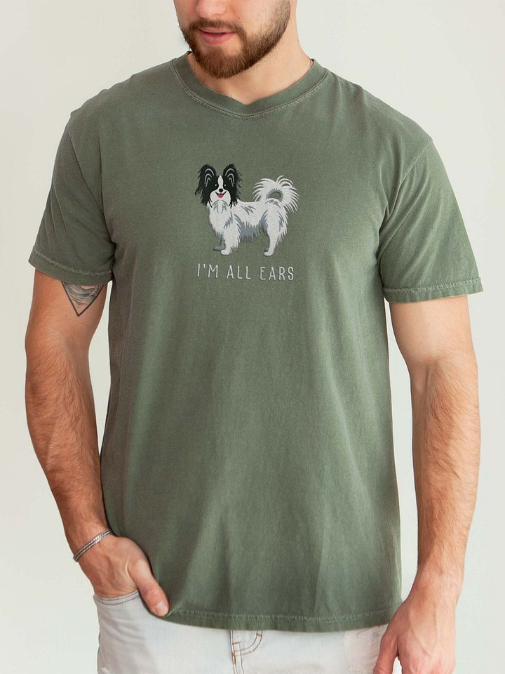 I'm All Ears T-Shirt(Embroidered) of a Papillon(Black & White) product image (2)