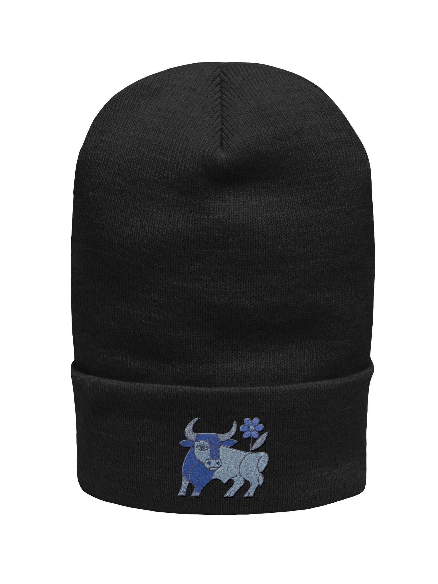 Whimsical Blue Bull Cuffed Beanie - Embroidered product image (2)