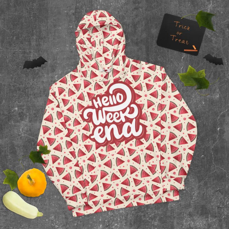 Hello Weekend Watermelon All Over Print Hoodie product image (12)