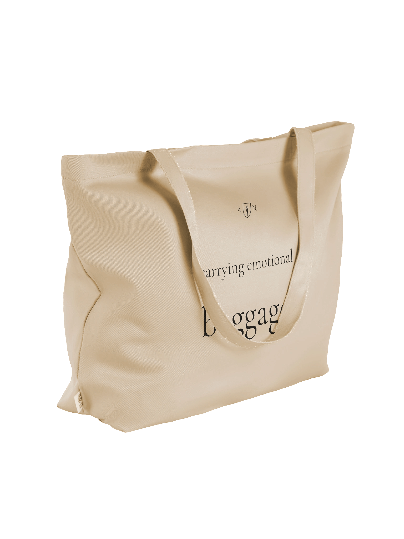 Royal Parody – “Carrying Emotional Baggage” Oversized Organic Cotton Tote (20″ × 14″ × 5″) | As Never Collection product image (4)