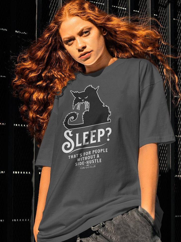Sleepless Grind: Hustler Cat Oversized Tee product image (2)