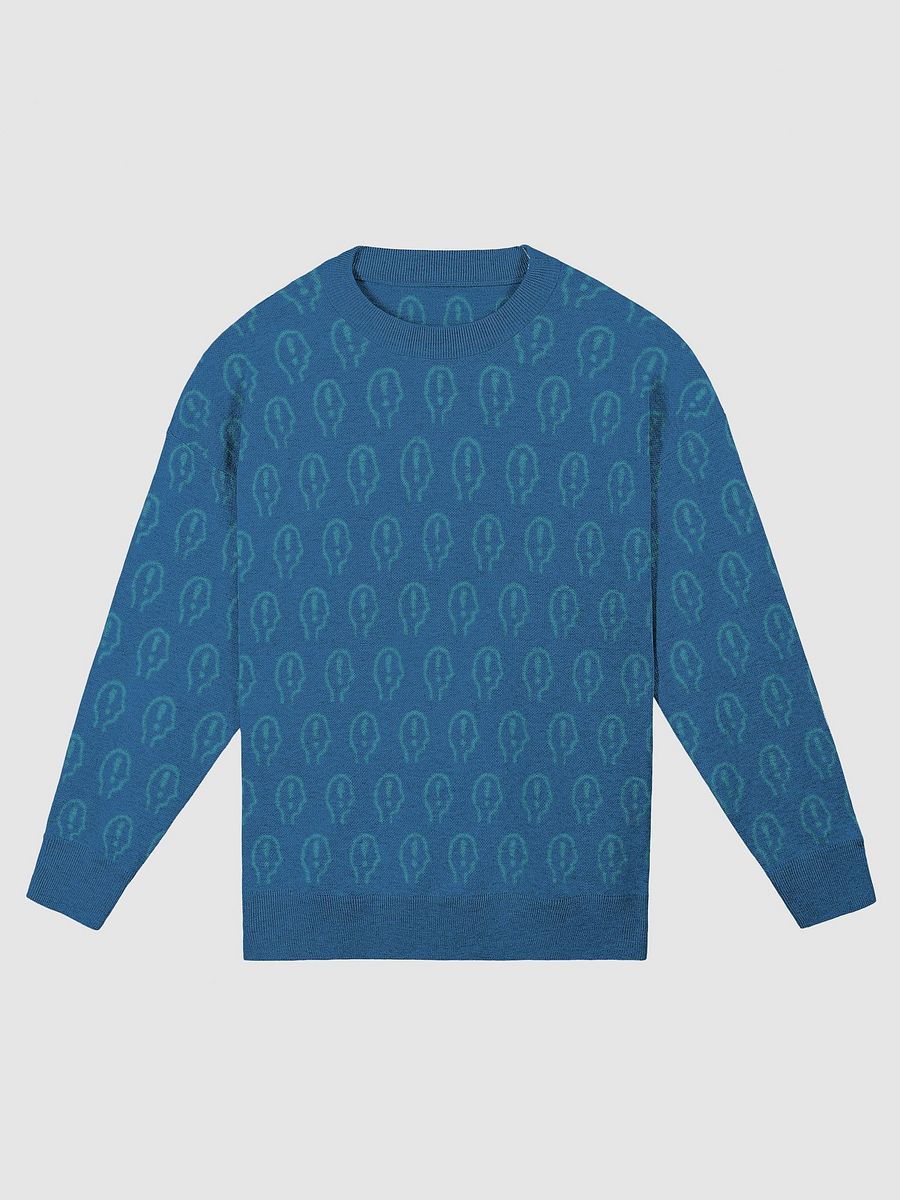 EXCLAIMING MENTALLY (repeating design, duotone teal) relaxed knitwear crewneck product image (4)