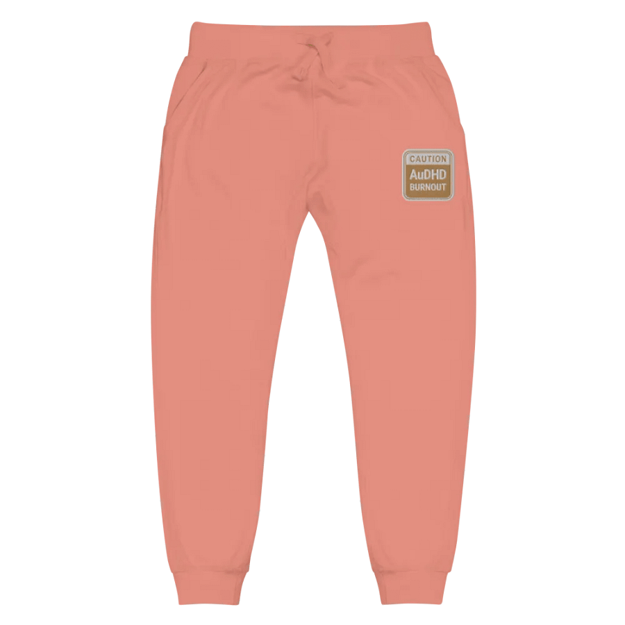 CAUTION: AuDHD BURNOUT (brass design) embroidered unisex joggers product image (2)
