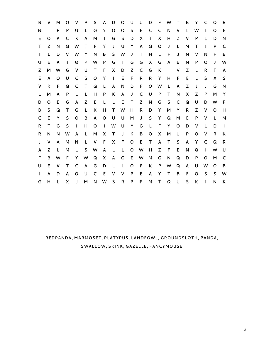 Animal Word Search: 43 Puzzles & Solutions - Printable E-Book PDF product image (3)