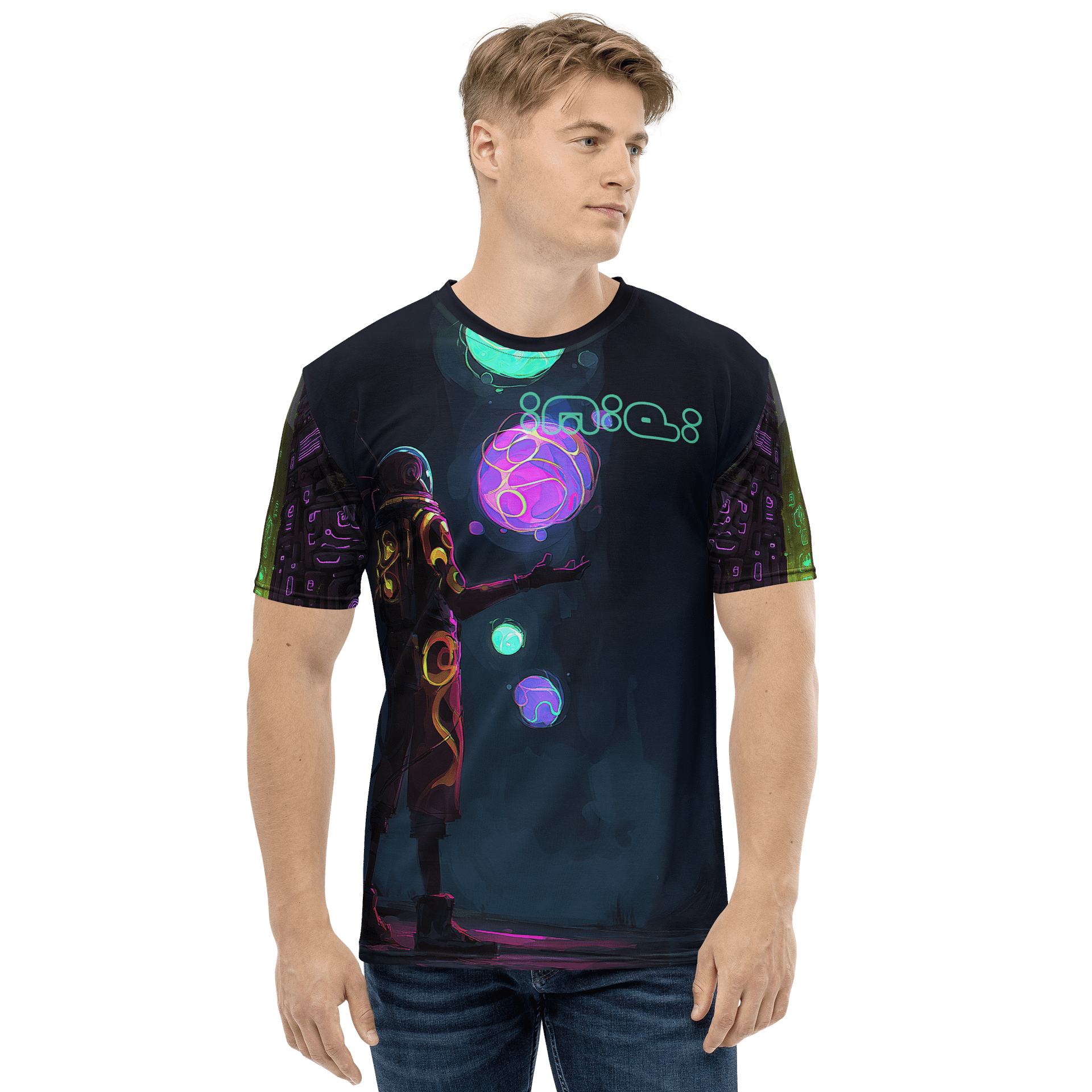 Neon Oracle – Futuristic Cyberpunk Glow T-Shirt product image (5)