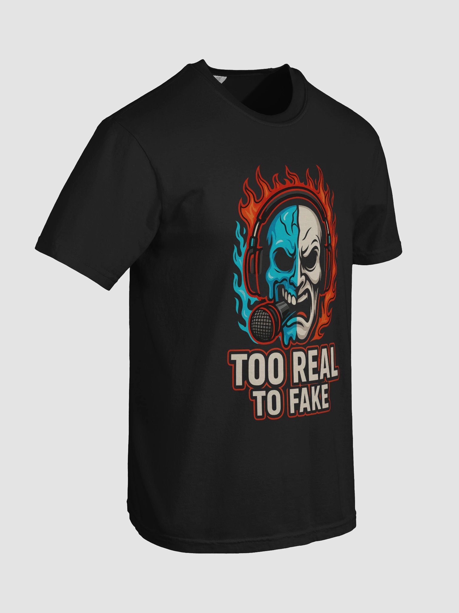 TOO REAL TO FAKE – Flame Mask Mic Tee product image (8)