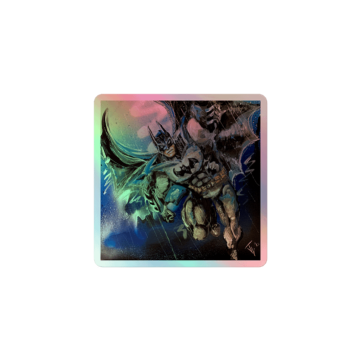 Bat Guy Crappling in the Rain Holographic Sticker Set product image (1)