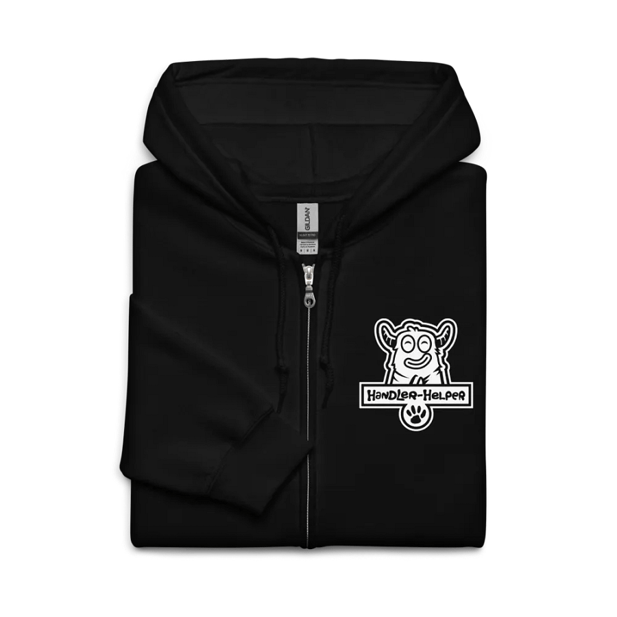 Handler-Helper Single Color Logo (White on Dark) Zip-up Hoodie product image (3)
