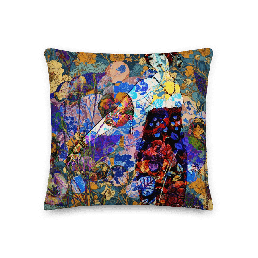 'A Symphony of Colors in the Garden' by Edward Martin Mixed Media Collage - Premium Pillow product image (3)