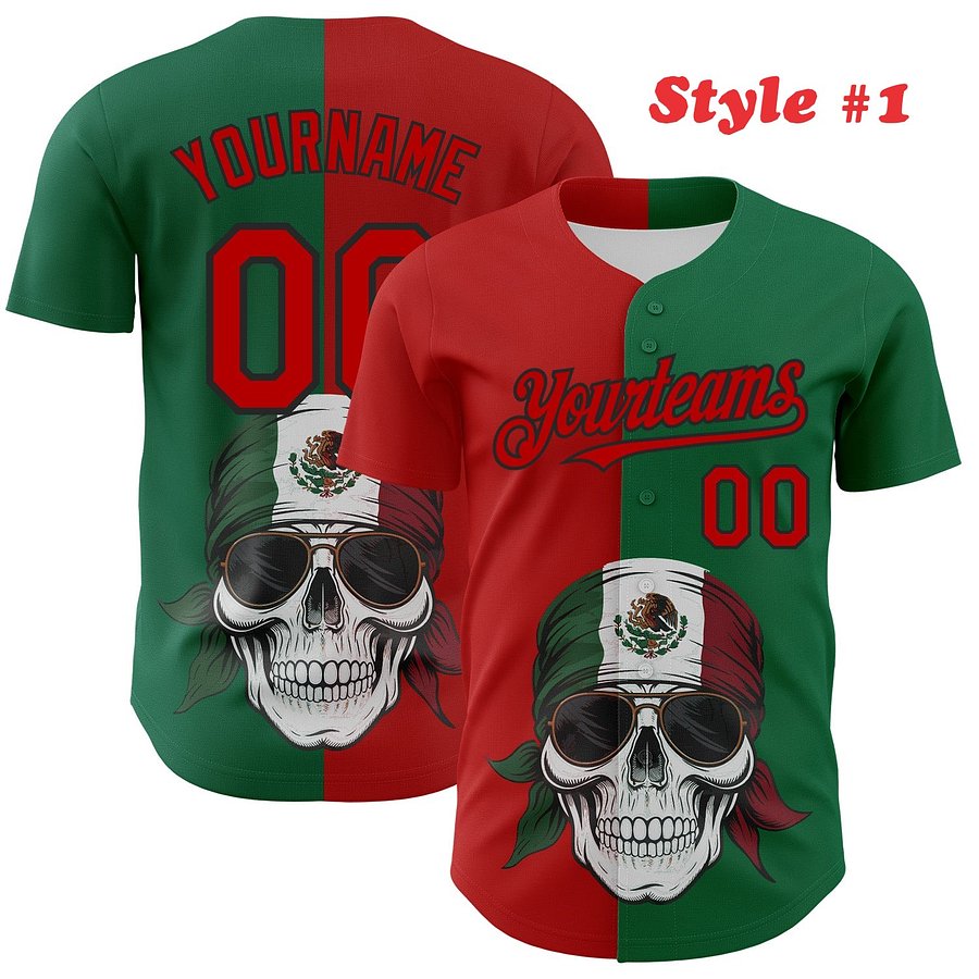 Authentic Baseball Jersey, Custom Baseball Jersey, Personalized Sport Jersey, Colorful, Number, 3D Skull product image (183)