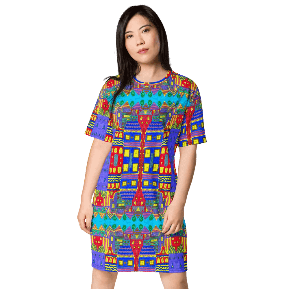 Abstract Playful Houses #2 Ladies T Shirt Dress product image (1)