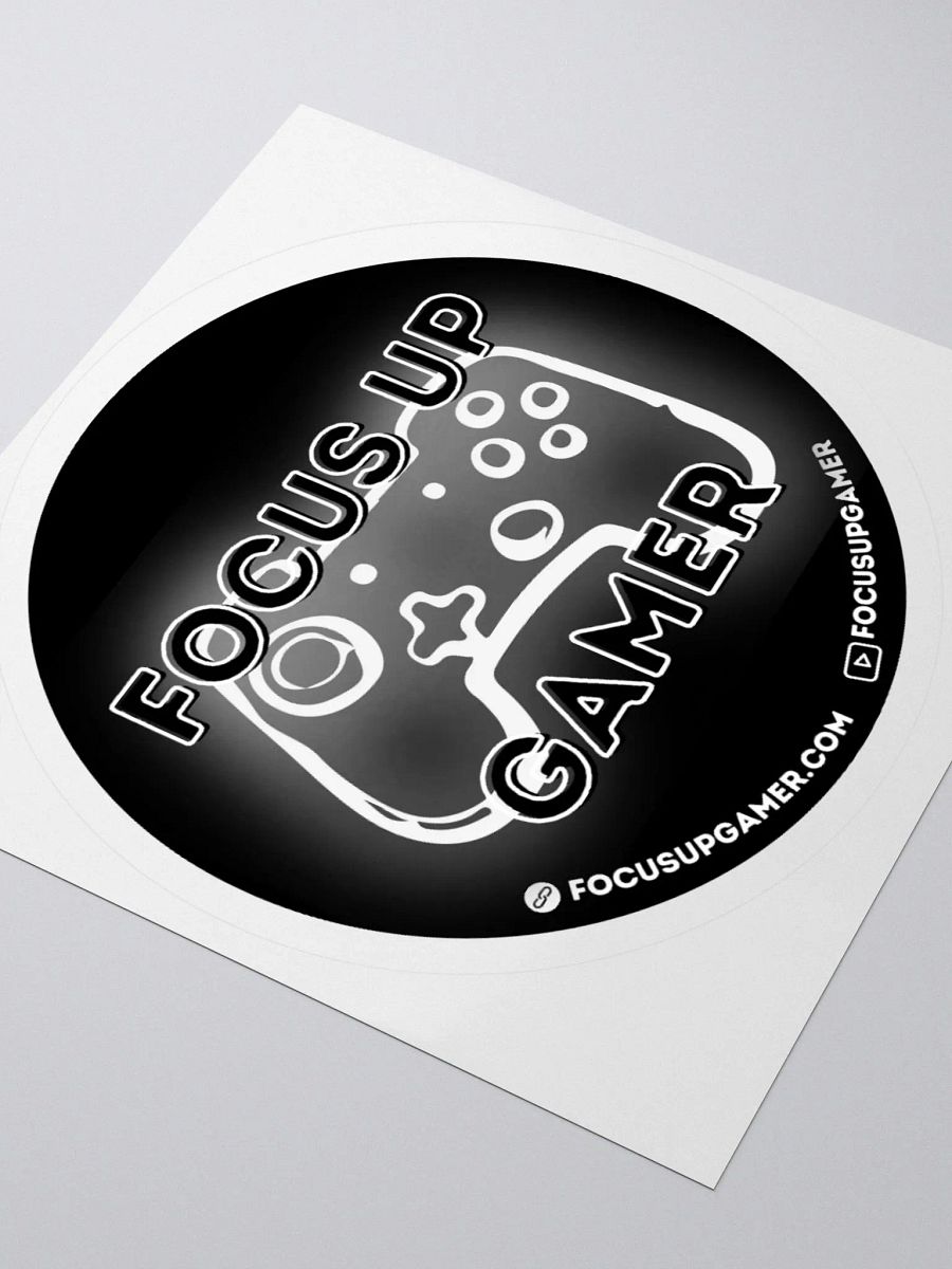 Focus Up Gamer Black & White Round Sticker product image (9)