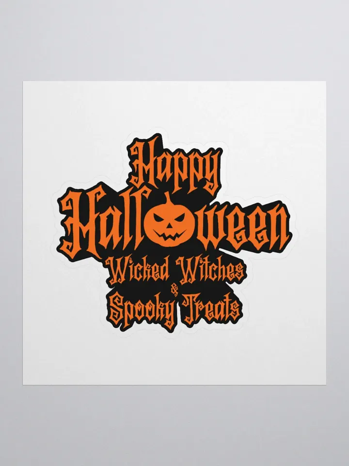 Party with our Happy Halloween Wicked Witches and Spooky Treats Sticker. product image (1)
