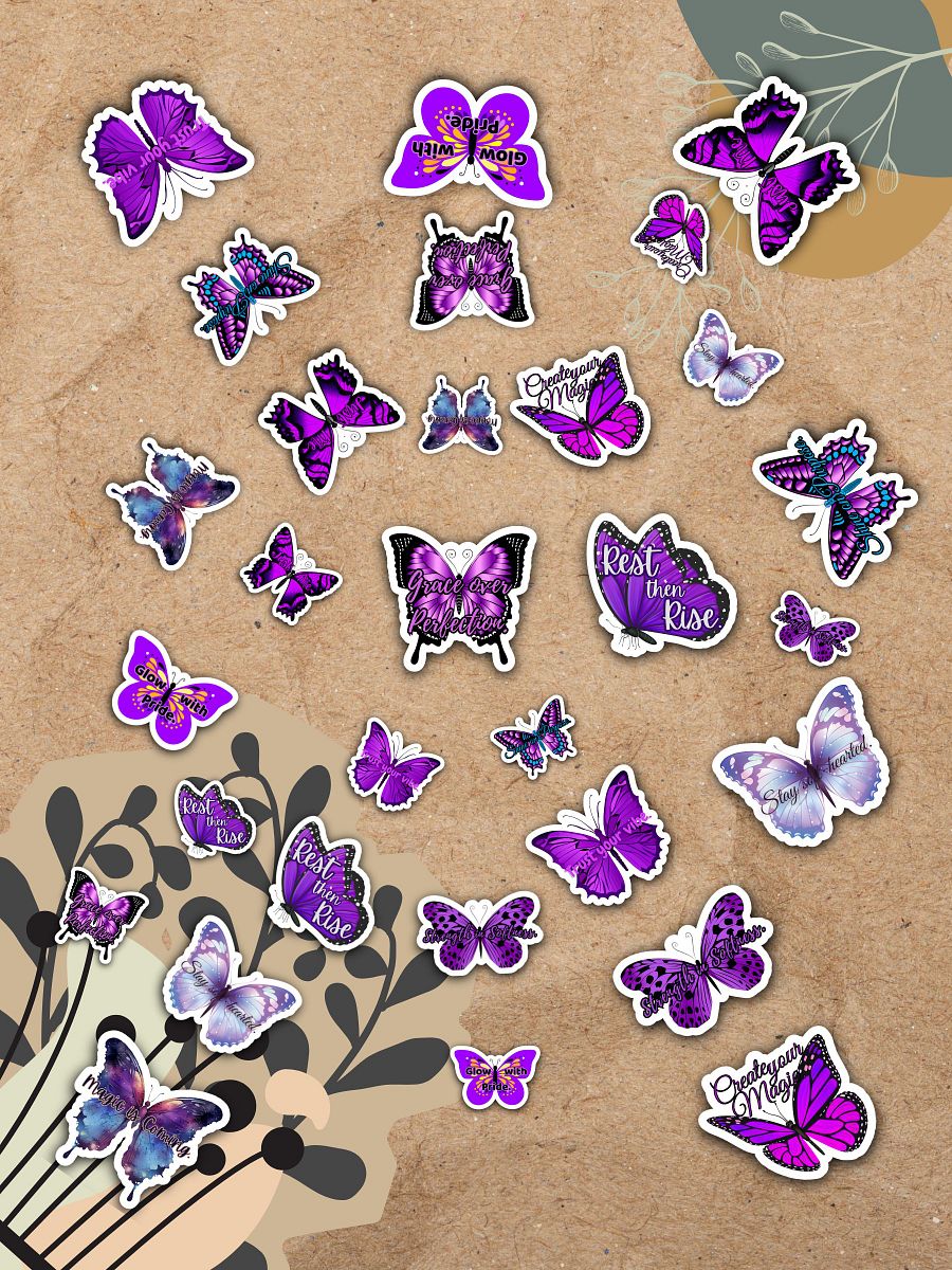 Just Me – Purple Butterfly Inspirational Quote Sticker product image (9)