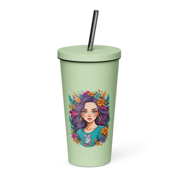 Bloomcore Flower Girl 20 oz Tumbler Cup - Mint - Insulated Tumbler with a Straw - v2 product image (1)