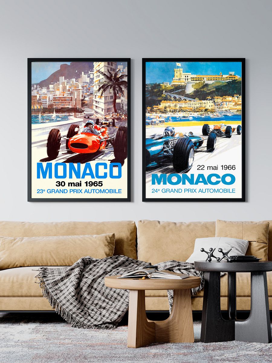 Monaco Vintage F1 Grand Prix, 1965 poster — Vintage Formula 1 poster, Monaco Grand Prix poster, retro travel poster, retro travel art product image (2)