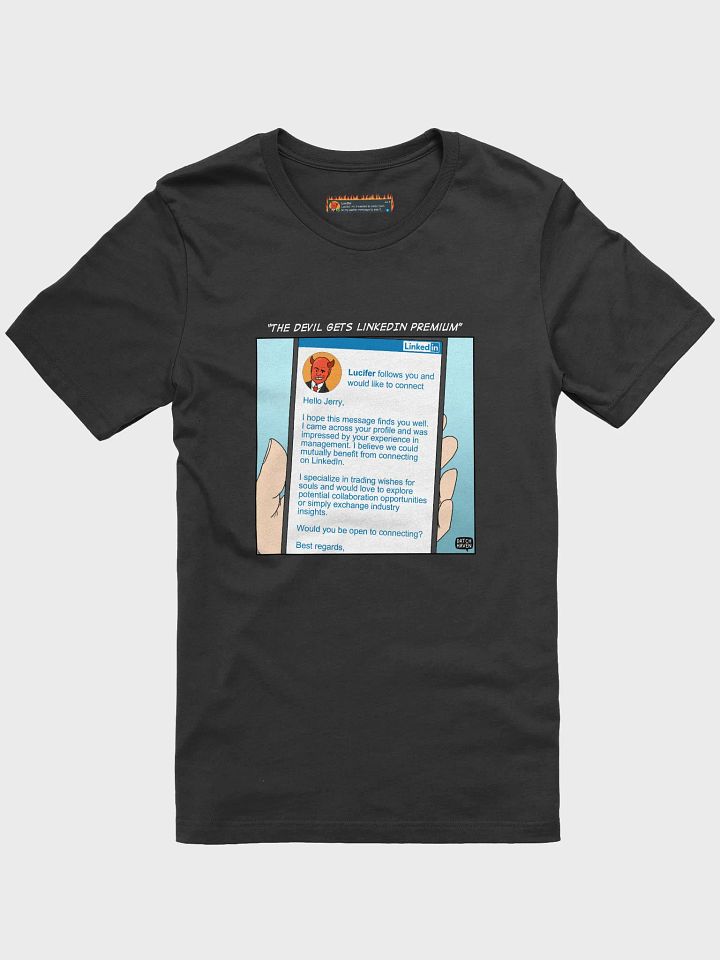 "The Devil gets LinkedIn Premium" soft t-shirt product image (1)
