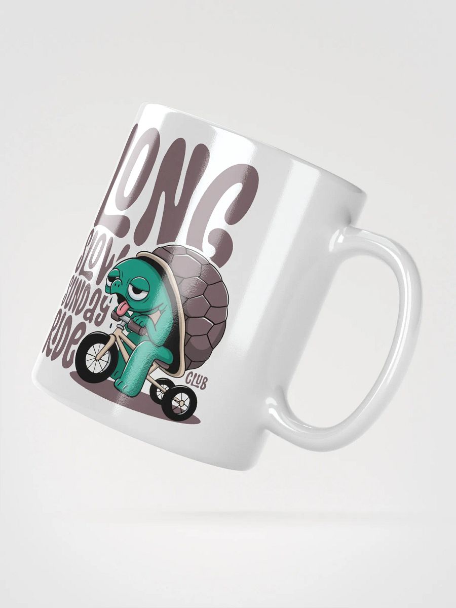 Funny Cycling Mug – Long Slow Sunday Ride Club | Tired Turtle on Trike product image (2)