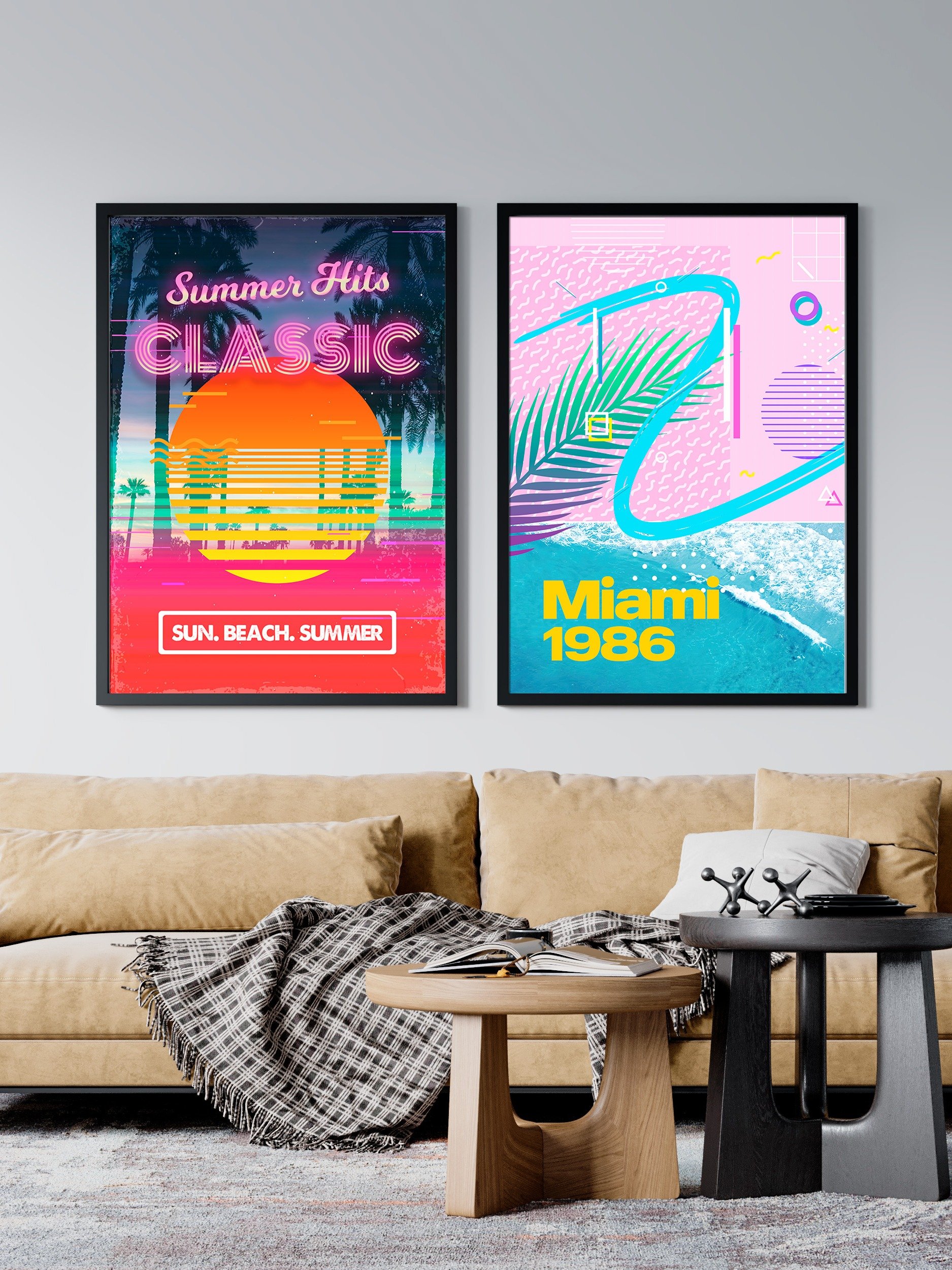 Retrowave poster: Classic Summer Hits [retrowave/vaporwave/synthwave] — aesthetic poster, retrowave art print, neon poster, 80s poster product image (2)