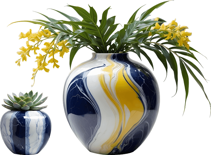 Marble Eternal – Set Sapphire Elegance Vase PNG 2 objects product image (1)