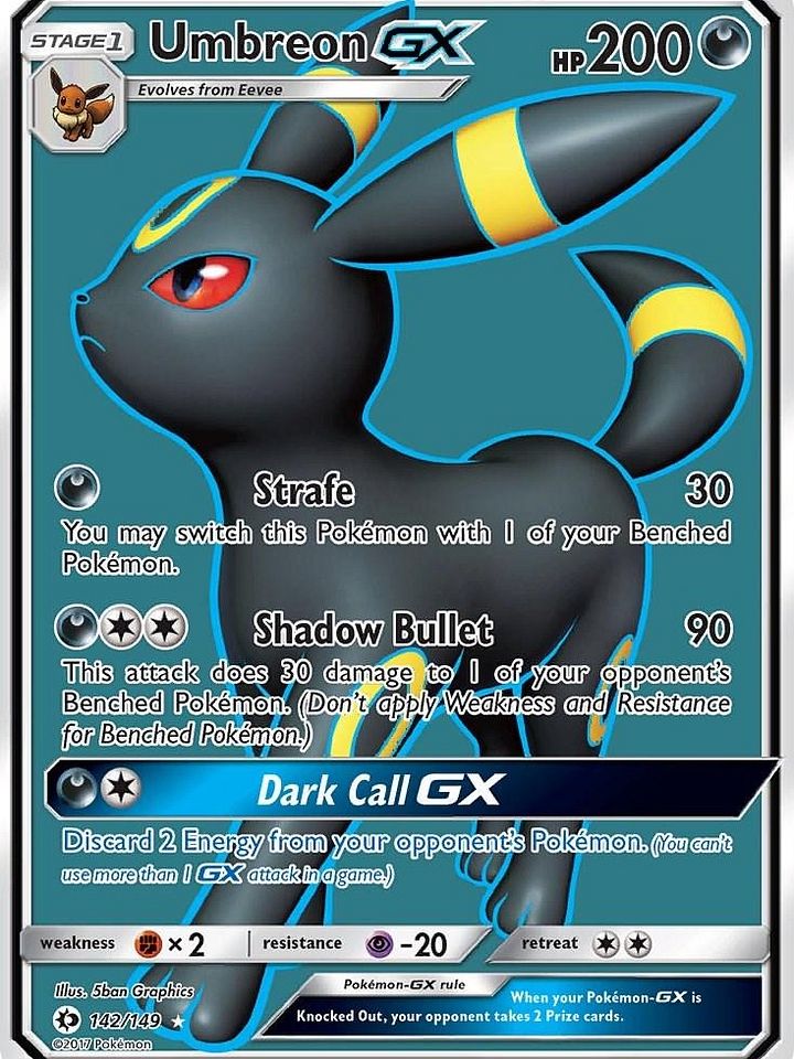Pokémon Trading Card – Umbreon GX (Sun & Moon Base Set, #142/149) - NM product image (1)
