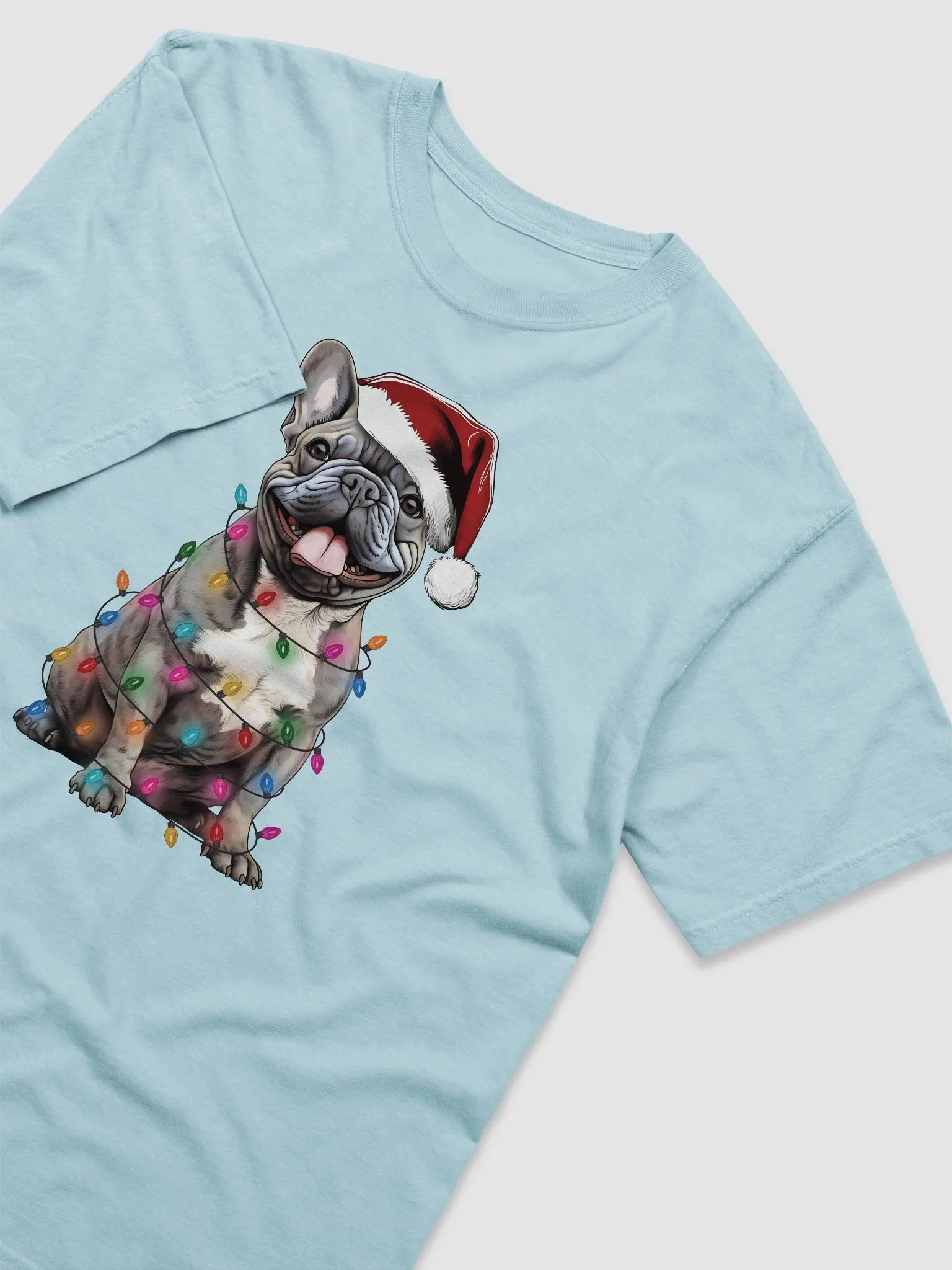 Funny French Bulldog(Blue) Christmas T-Shirt for Frenchie Paw-rents product image (16)