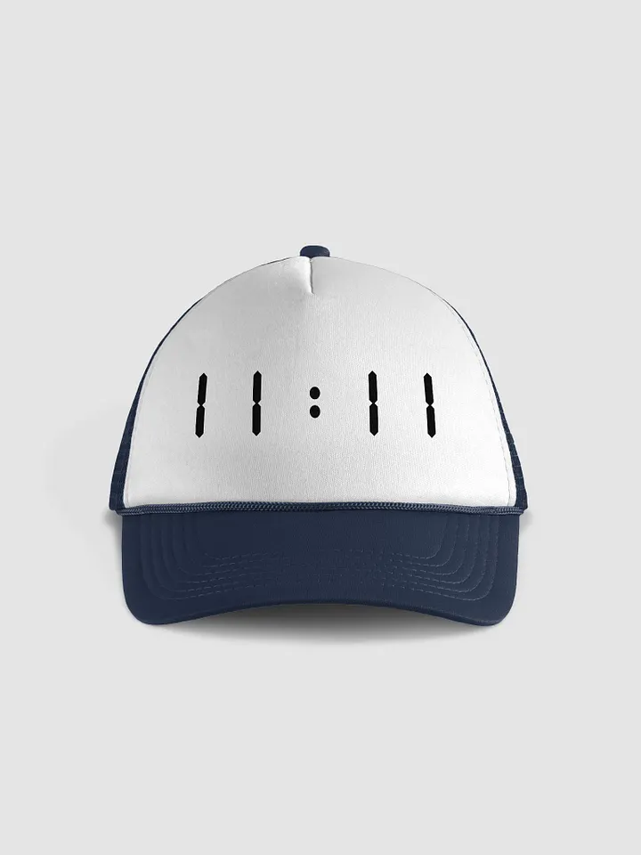 11:11 Foam Fusion Trucker Cap Black Font product image (1)