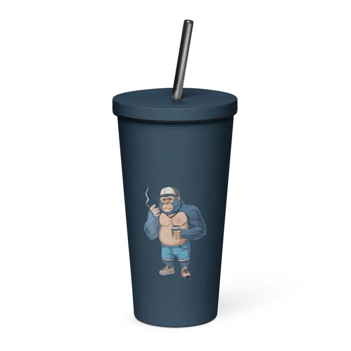 Blue Gorilla Insulated Tumbler with a Straw product image (1)