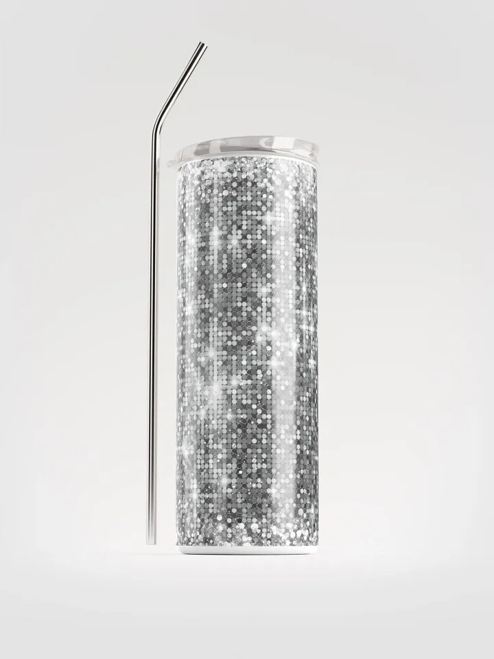 Shining Silver Glitter Stainless Steel Tumbler | Eco-Friendly 20oz with Reusable Straw product image (1)