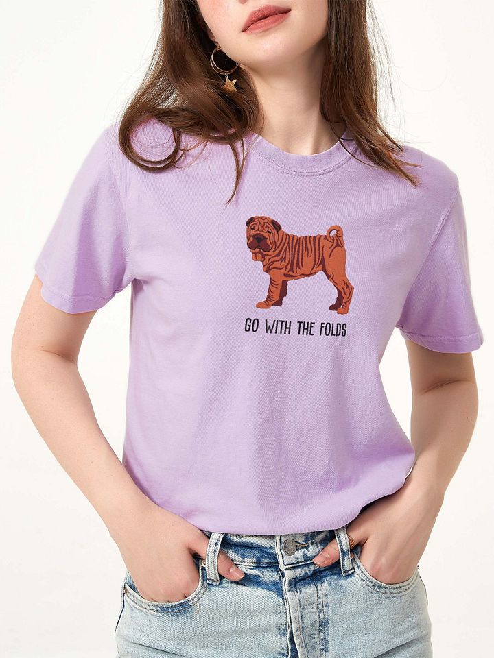 Go with the Folds T-Shirt(Embroidered) of a Chinese Shar-Pei(Red) product image (2)