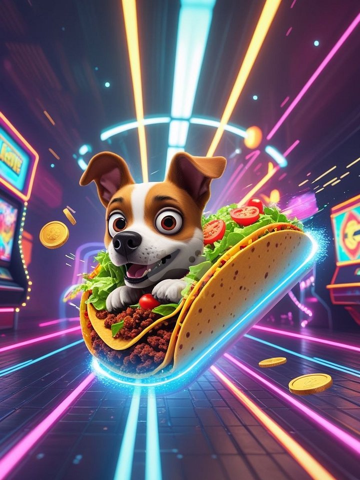 Pixel Party Parade – Track 6: Turbo Slide Tacos (Dog Mascot Edition) | 896x1344 px | 4 Variations | PNG + PDF product image (1)